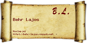 Behr Lajos névjegykártya
